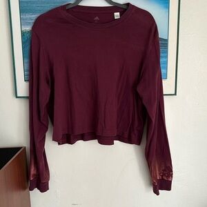 Adidas long sleeve crop with foil details xl burgundy and bronze